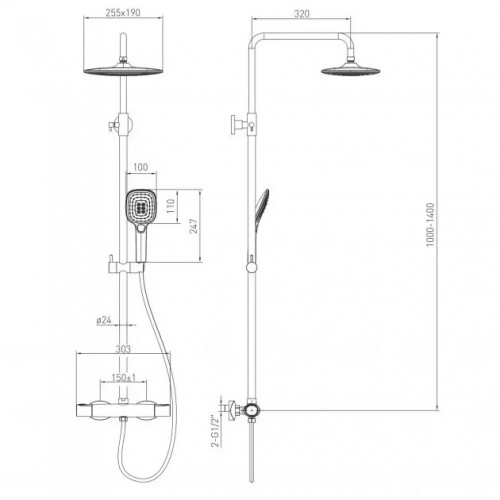 ДУШОВА СИСТЕМА З ТЕРМОСТАТОМ ДЛЯ ДУШУ VOLLE SISTEMA E CROMO (1580.090301)