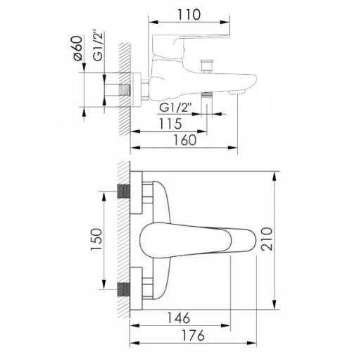 ЗМІШУВАЧ ДЛЯ ВАННИ VOLLE TRAJAN CROMO (1545.030101)