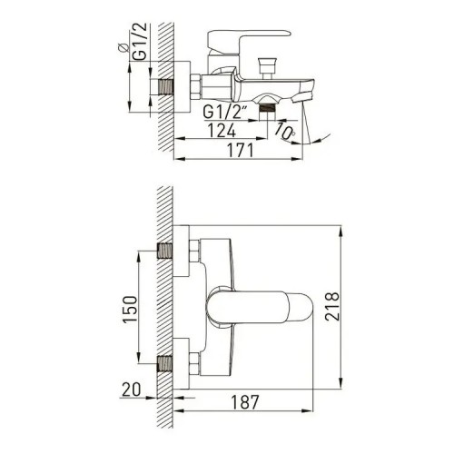 ЗМІШУВАЧ ДЛЯ ВАННИ VOLLE FIESTA CROMO (1534.030101)