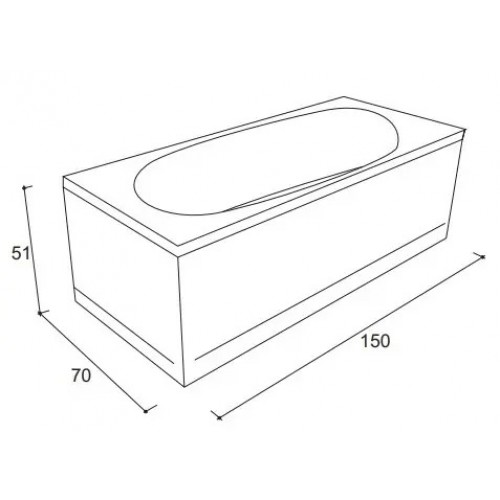 ВАННА АКРИЛОВАЯ VOLLE AIVA NEO 150Х70 СМ, БЕЗ НОЖЕК (1229.001570)