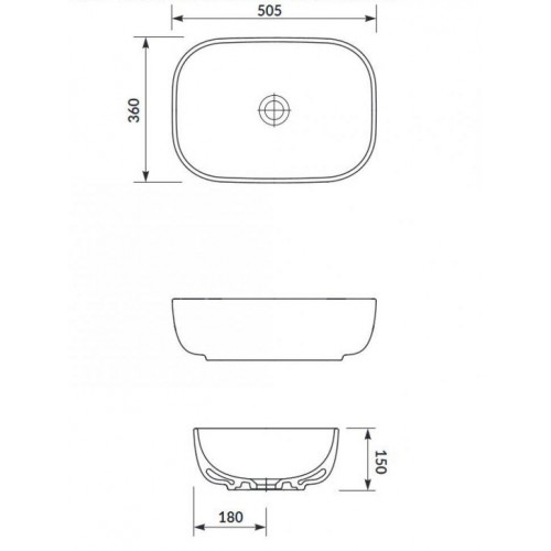 УМИВАЛЬНИК НА СТІЛЬНИЦЮ ПРЯМОКУТНИЙ MODUO 50