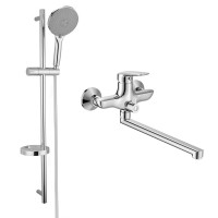 Imprese PRAHA New хром. Змішувач для ванни, довгий вилив + Штанга. SET20220123