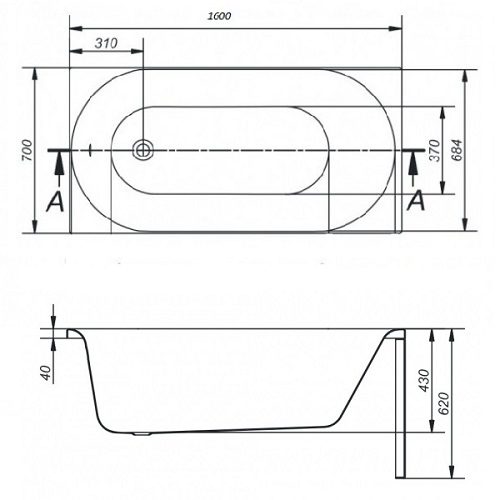 Ванна OCTAVIA ABS 160*70 з ніжками