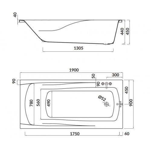 Ванна акр. ZEN 190*90 з кріпл. з ніжками
