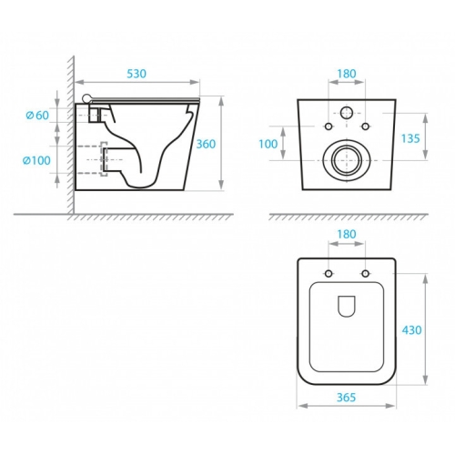ПІДВІСНИЙ УНІТАЗ KOLLER POOL KVADRO З СИДІННЯМ SOFT-CLOSE KR-0530-RW