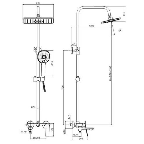 ДУШЕВАЯ СИСТЕМА KOLLER POOL TREND ЧЕРНЫЙ TRS100B