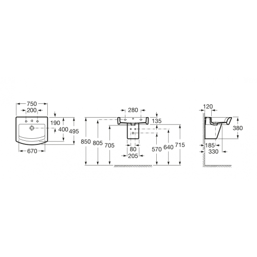 РАКОВИНА ROCA HALL A32762G000