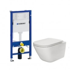 КОМПЛЕКТ: ІНСТАЛЯЦІЯ GEBERIT DUOFIX BASIC + ПІДВІСНИЙ УНІТАЗ ROCA GAP RIMLESS + СИДІННЯ SLIM A34H470000+458.103.00.1