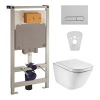 КОМПЛЕКТ: УНІТАЗ ПІДВІСНИЙ ROCA GAP RIMLESS + СИДІННЯ + ІНСТАЛЯЦІЯ VOLLE MASTER + КЛАВІША ЗМИВУ A34H47C000+141515