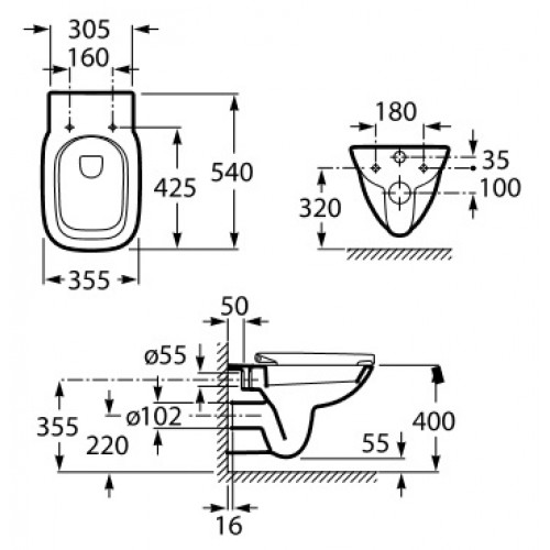ПОДВЕСНОЙ УНИТАЗ ROCA DEBBA A34H998000