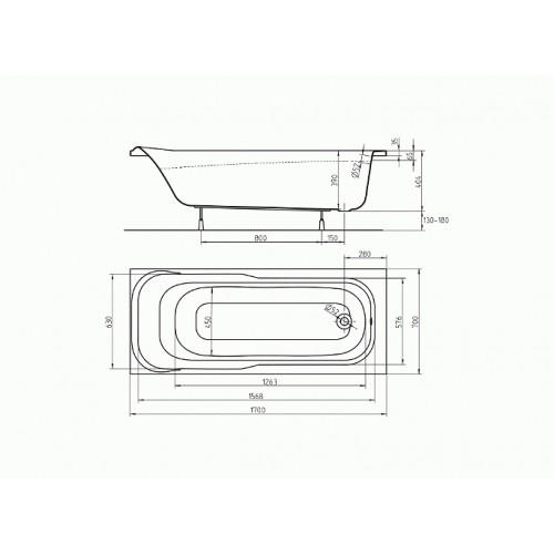 SENSA прямокутна ванна 170X70 см