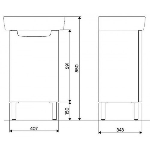 Шкафчик РЕКОРД 40см д/раковины К91952, правый, бел. см.