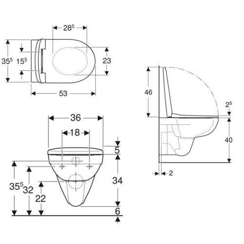 УНІТАЗ ПІДВІСНИЙ GEBERIT SELNOVA RIMFREE З СИДІННЯМ ТА КРИШКОЮ, БІЛИЙ (501.751.00.1)