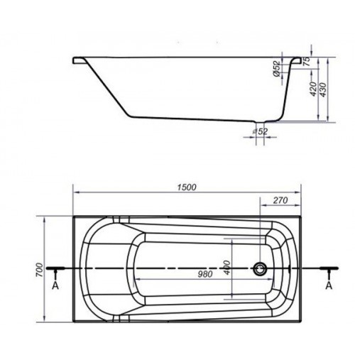 Ванна NAO ABS 150*70 з ніжками