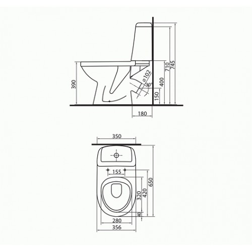 SOLO компакт-підлоговий, з косим випуском, з нижнім підведенням води, сидіння