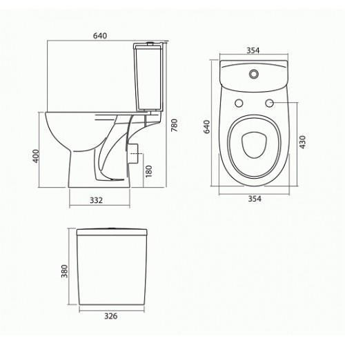 FREJA компакт підлоговий, горизонтальний випуск, зливний бачок 3/6 л, нижнє підведення води, сидіння з кришкою Duroplast