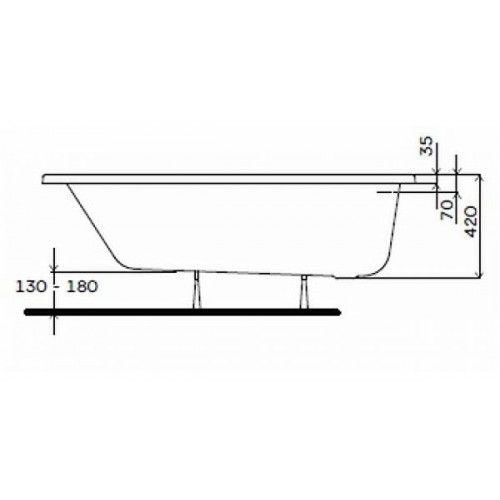 SUPERO Ванная асимметричная 145x85 см, правая, в комплекте с ножками, белая