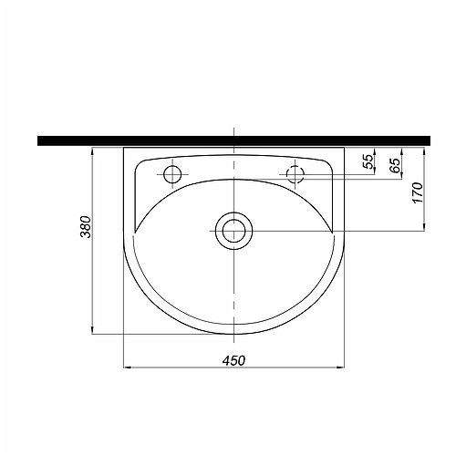 Умивальник STATUS 45см, з переливом, правий отвір