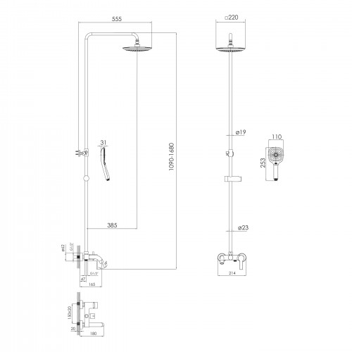 Душова система IMPRESE BILA DESNE T-10155 хром