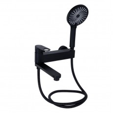 Змішувач для ванни Qtap Jay з поворотним виливом (з душовим гарнітуром) QTJAY260BLM45548 Black Matt