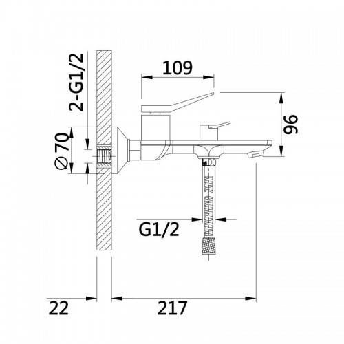 Змішувач для ванни Qtap Presto (з душовим гарнітуром) QTPRE259CRM45574 Chrome