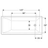 Ванна Selnova Square 160x70 з ніжками Geberit (554.382.01.1)