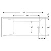Ванна Selnova Square 180x80 з ніжками Geberit (554.386.01.1)