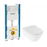 Інсталяція Geberit Duofix (3-в-1) комплект з унітазом Geberit Smyle Square Rimfree (безободковий) + сидіння Soft Close 458.126.00.1 + 500.683.00.2