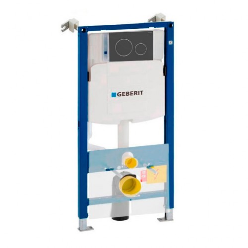 Інсталяція для унітазу Geberit Duofix (4-в-1) + клавіша (чорний матовий / хром) 111.300.00.5 + 115.882.14.1