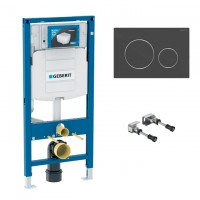 Інсталяція для унітазу Geberit Duofix (4-в-1) + клавіша (чорний матовий / хром) 111.300.00.5 + 115.882.14.1