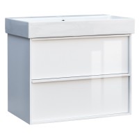 Тумба з умивальником та сифоном Devit Quadra 083070W 70 см біла глянсова (550473)