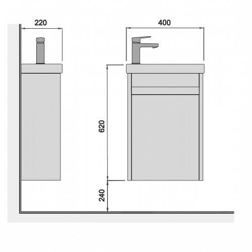 Тумба Сіті 40-A з умивальником Como 40 біла підвісна