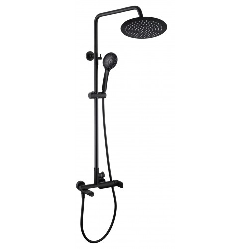 Душевой набор Rubineta колонна Olo + смеситель Ultra-10/K (SW) (BK) с выдвижным изливом 