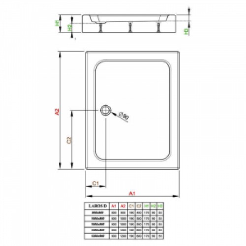 Поддон Laros Compact D 120x80 с ножками и панелью Radaway (SLD81217-01)