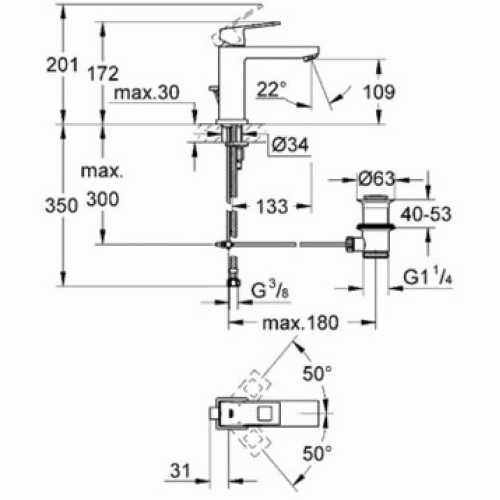 Змішувач для раковини GROHE EUROCUBE 23445000
