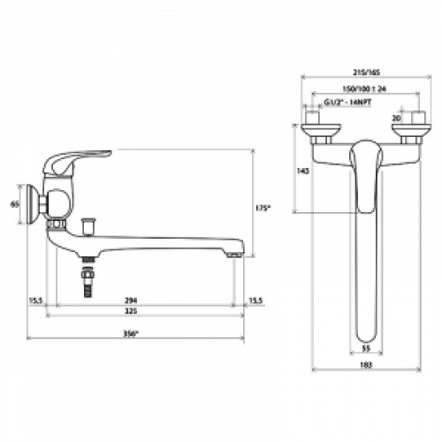 RS 051.00/150 Змішувач для ванни/умивальника X07P002
