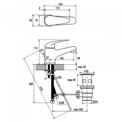 SN 011.00 Змішувач для умивальника Ravak X070001