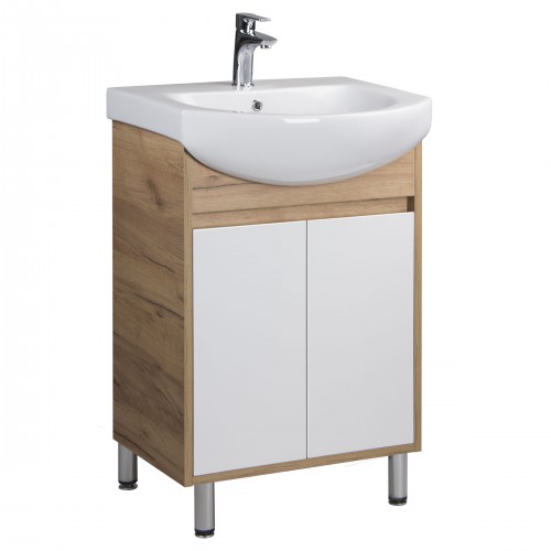 Тумба Oslo 60 Wood з умивальником Runa 60 дуб крафт/біла