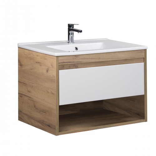 Тумба Oslo 80 Wood з умивальником Su-80 дуб крафт/біла