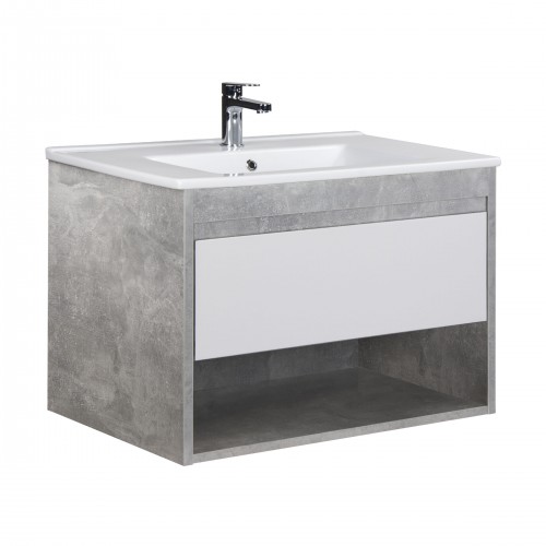 Тумба Oslo 80 Loft з умивальником Su-80 бетон/біла