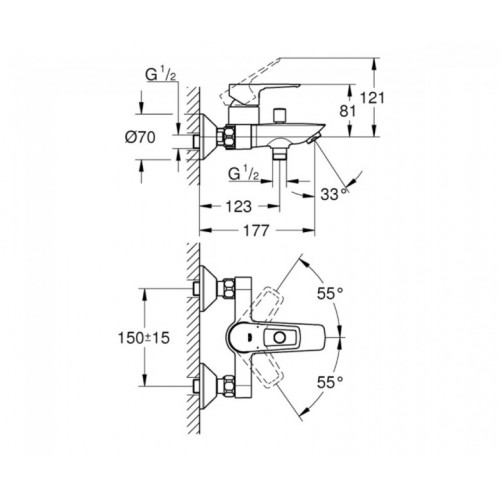 Змішувач для ванни GROHE BAU LOOP NEW 23603001