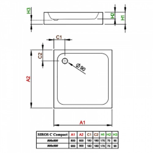 Поддон Siros Compact C 80x80 с пенопласта стеллажем Radaway (SBC8817-2)