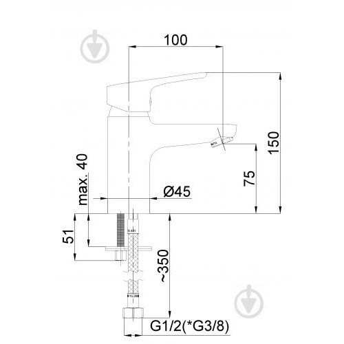 Змішувач для умивальника Rubineta Uno-18 чорний