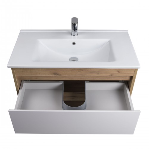Тумба Oslo 80 Wood з умивальником Su-80 дуб крафт/біла
