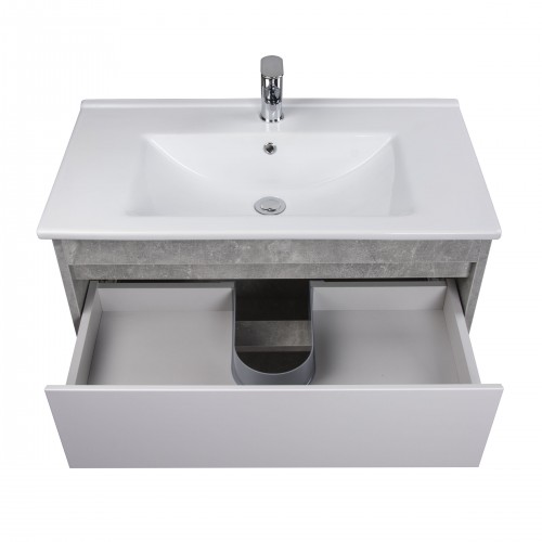 Тумба Oslo 80 Loft з умивальником Su-80 бетон/біла