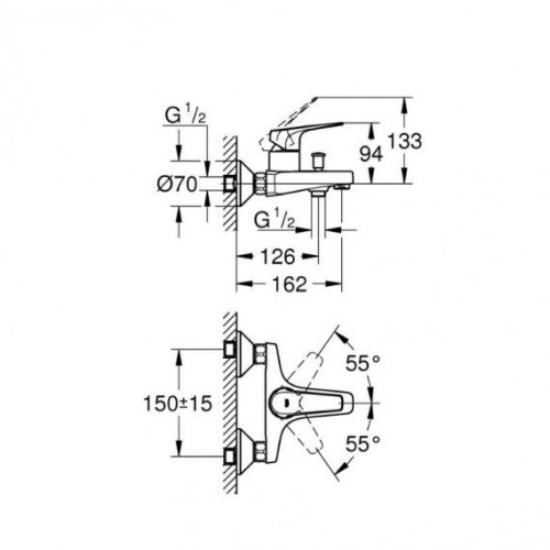 Змішувач для ванни GROHE BAU FLOW 23601000