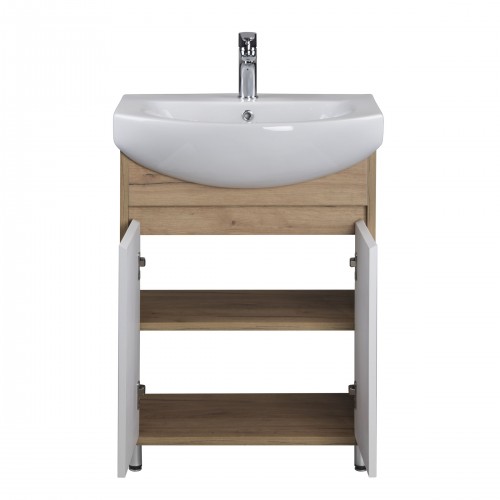 Тумба Oslo 60 Wood з умивальником Runa 60 дуб крафт/біла