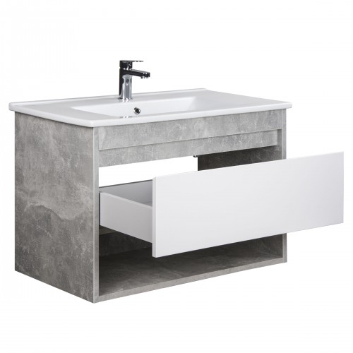 Тумба Oslo 80 Loft з умивальником Su-80 бетон/біла