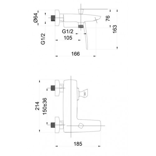 Смеситель для ванн Rubineta (Aero-10) корпус - монолит, без лейки шланга 540030