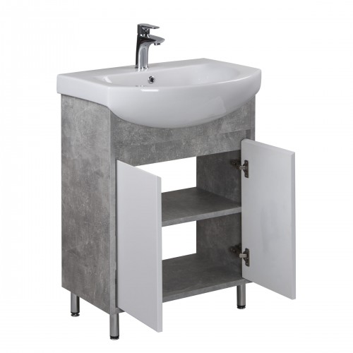 Тумба Oslo 60 Loft з умивальником Runa 60 біла/бетон